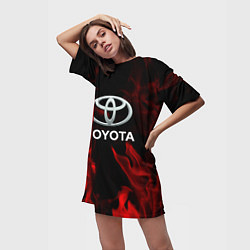Футболка женская длинная Toyota Red Fire, цвет: 3D-принт — фото 2