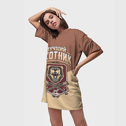 Футболка женская длинная Лучший Охотник Hunter, цвет: 3D-принт — фото 2