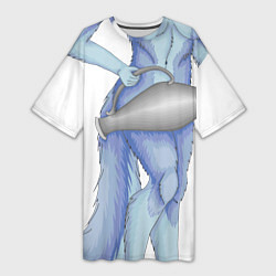 Футболка женская длинная Водолей, лиса фурри, цвет: 3D-принт