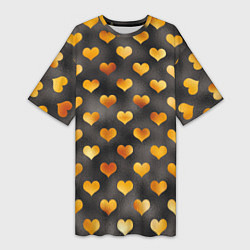 Женская длинная футболка Сердечки Gold and Black
