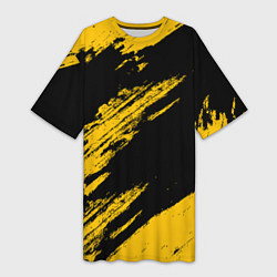 Футболка женская длинная BLACK AND YELLOW GRUNGE ГРАНЖ, цвет: 3D-принт