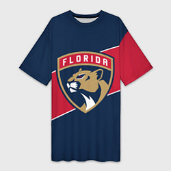 Футболка женская длинная Florida Panthers , Флорида Пантерз, цвет: 3D-принт
