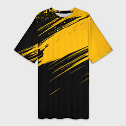 Женская длинная футболка Black and yellow grunge