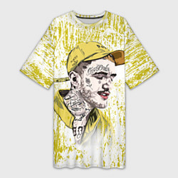 Футболка женская длинная Lil Peep CryBaby Yellow Лил Пип, цвет: 3D-принт