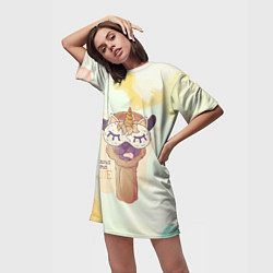 Футболка женская длинная Dream come true!, цвет: 3D-принт — фото 2