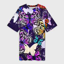 Женская длинная футболка Бабочки Butterflies