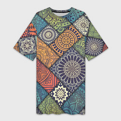 Футболка женская длинная Mandala-pattern, цвет: 3D-принт