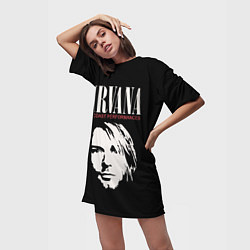 Футболка женская длинная NIRVANA Kurt Cobain, цвет: 3D-принт — фото 2