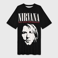 Футболка женская длинная NIRVANA Kurt Cobain, цвет: 3D-принт