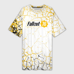 Футболка женская длинная Fallout 76 Жёлтая выжженная пустошь, цвет: 3D-принт
