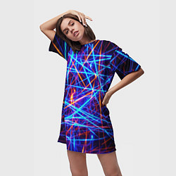 Футболка женская длинная Neon pattern Fashion 2055, цвет: 3D-принт — фото 2
