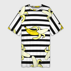 Футболка женская длинная Banana pattern Summer, цвет: 3D-принт