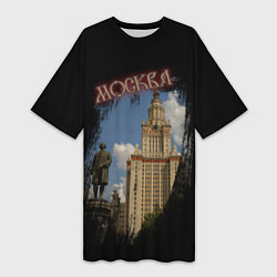 Футболка женская длинная Москва МГУ, цвет: 3D-принт