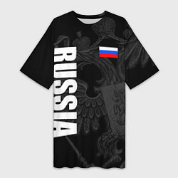 Футболка женская длинная RUSSIA - BLACK EDITION, цвет: 3D-принт