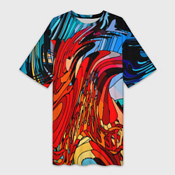 Футболка женская длинная Abstract color pattern Fashion 2022, цвет: 3D-принт