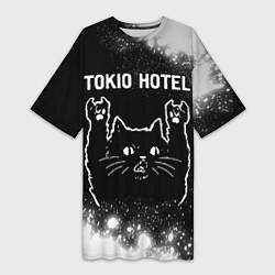 Футболка женская длинная Tokio Hotel Rock Cat, цвет: 3D-принт