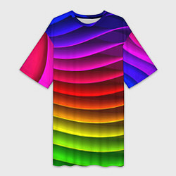 Женская длинная футболка Color line neon pattern Abstraction Summer 2023