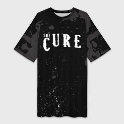 Футболка женская длинная The cure серые потеки, цвет: 3D-принт