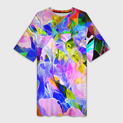 Женская длинная футболка Красочный цветочный узор Весна - Лето 2023 Colorfu