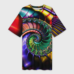 Женская длинная футболка Красочная фрактальная спираль Colorful fractal spi
