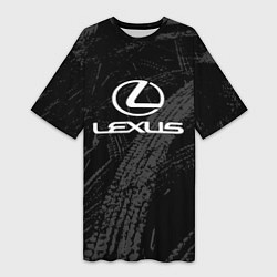 Футболка женская длинная Lexus - следы шин, цвет: 3D-принт