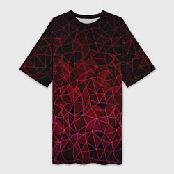 Женская длинная футболка Темно-красный абстрактный узор