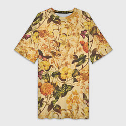 Женская длинная футболка Цветы Летний Закат