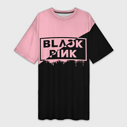 Футболка женская длинная BLACKPINK BIG LOGO, цвет: 3D-принт