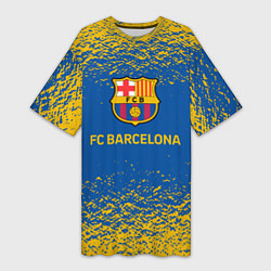 Футболка женская длинная Barcelona желтые брызги, цвет: 3D-принт