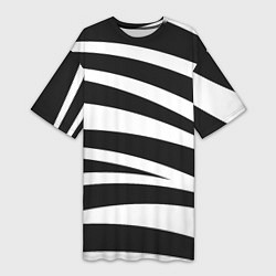 Женская длинная футболка Зебра чёрные и белые полосы