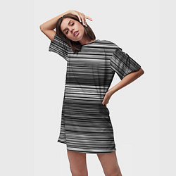 Футболка женская длинная Black and white thin stripes Тонкие полосы, цвет: 3D-принт — фото 2