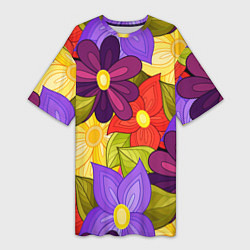 Женская длинная футболка MULTICOLORED PANSIES