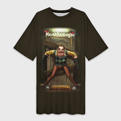 Футболка женская длинная Привет сосед игра, цвет: 3D-принт