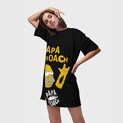 Футболка женская длинная Papa Roach, Гомер Симпсон, цвет: 3D-принт — фото 2