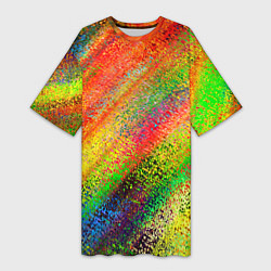 Футболка женская длинная Rainbow inclusions, цвет: 3D-принт