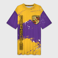 Футболка женская длинная PORSCHE- LAKERS COLORS, цвет: 3D-принт