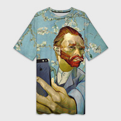 Женская длинная футболка Ван Гог Селфи - Арт Портрет