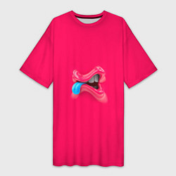 Футболка женская длинная Розовый монстр, цвет: 3D-принт
