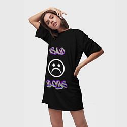 Футболка женская длинная Sad boys лого, цвет: 3D-принт — фото 2