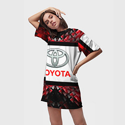 Футболка женская длинная Toyota - абстракция - лого, цвет: 3D-принт — фото 2