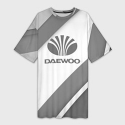 Футболка женская длинная Daewoo - серые полосы, цвет: 3D-принт