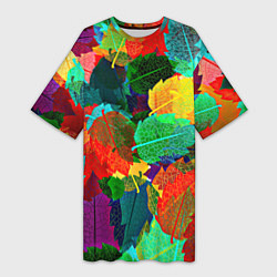 Женская длинная футболка Colored leaves