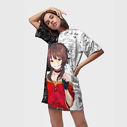 Футболка женская длинная Мегумин - Коносуба, цвет: 3D-принт — фото 2