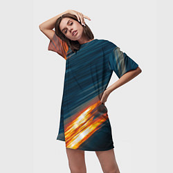 Футболка женская длинная Раскаленная гладь, цвет: 3D-принт — фото 2