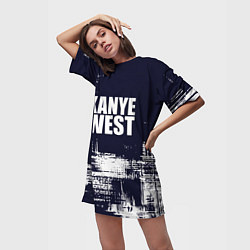 Футболка женская длинная Kanye west - краска, цвет: 3D-принт — фото 2