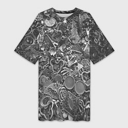 Футболка женская длинная Металлические предметы, цвет: 3D-принт