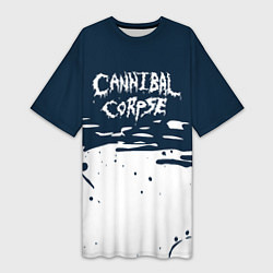 Футболка женская длинная Cannibal Corpse краска, цвет: 3D-принт