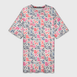 Футболка женская длинная Буквы и солнце, цвет: 3D-принт