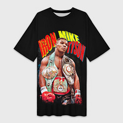 Футболка женская длинная Майк Тайсон боксер, цвет: 3D-принт