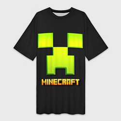 Футболка женская длинная Minecraft: neon logo, цвет: 3D-принт